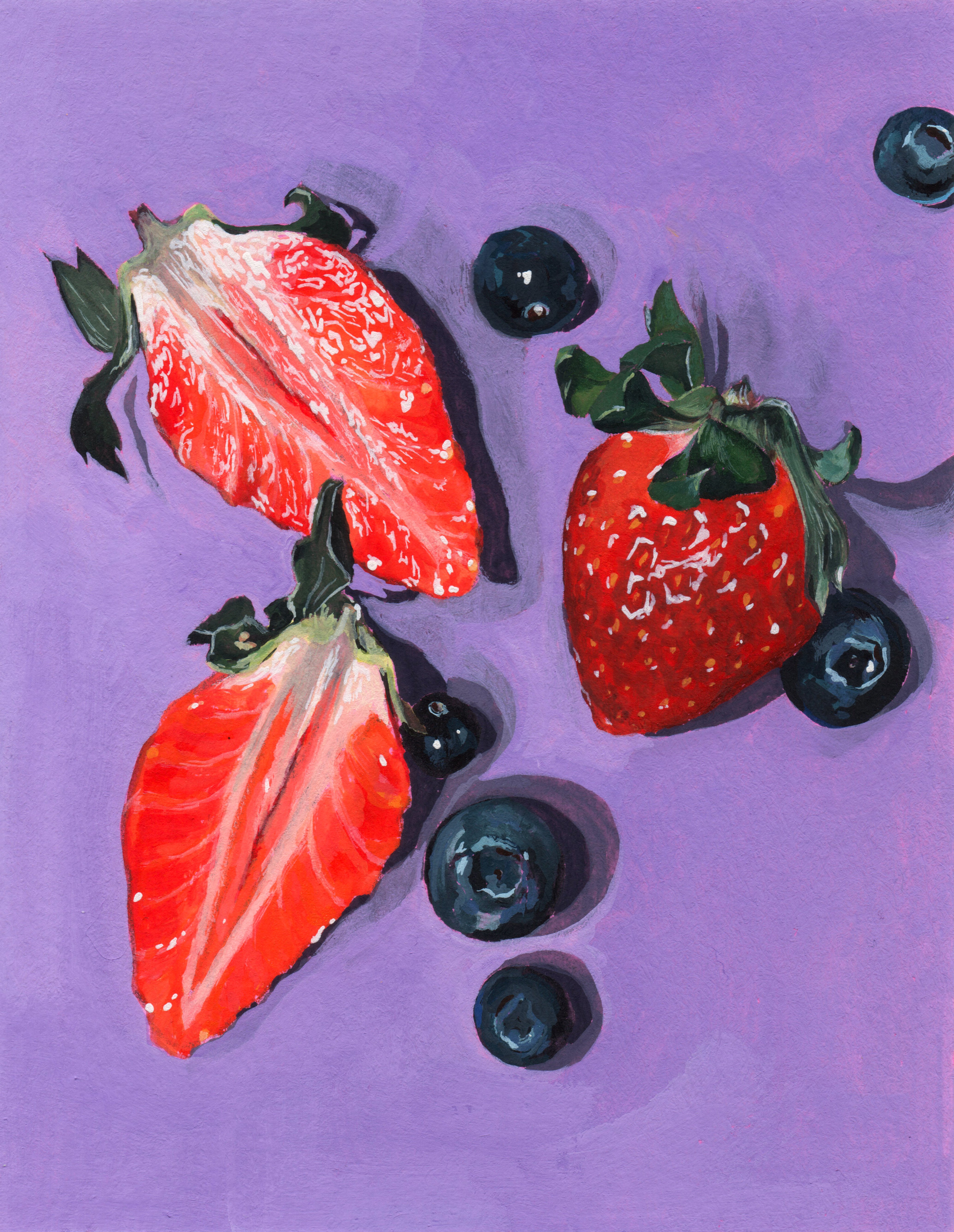 Berries - Original Gouache Still Life Painting | Cassy Akouri Art