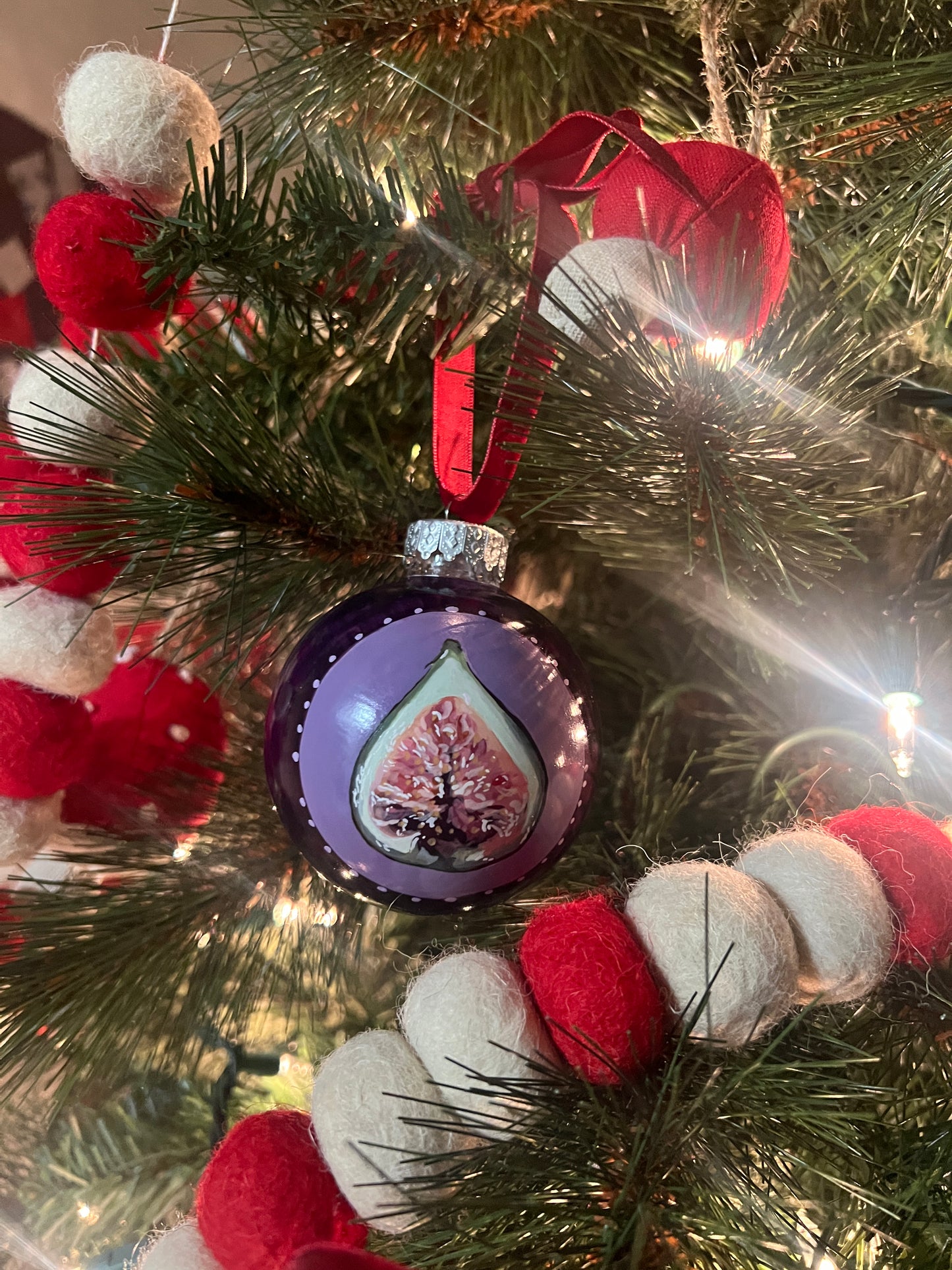 Hand-Painted Christmas Ornaments – Strawberry, Fig & Tomato | Unique Fruit Ornaments for Holiday Decor